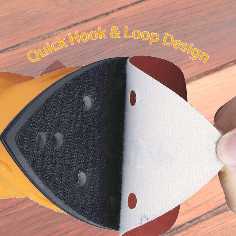 CKFCXC 33pcs Sand Paper Mouse Sander Sandpaper 60-1500 Grits with 2pcs Detail Sander Paper Interface Pad Hook and Loop Triangle Sanding Pads with 5 Holes for 140mm Sanding Machine - Image 4